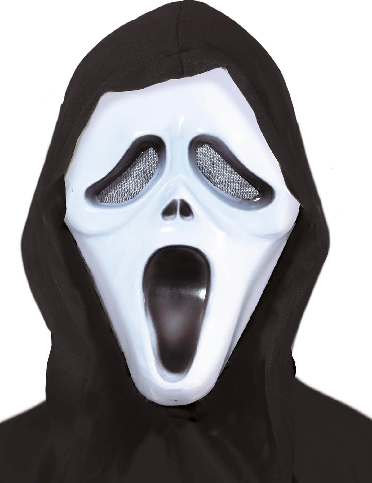 Masque de fantôme hurlant pour enfant blanc et noir avec cagoule