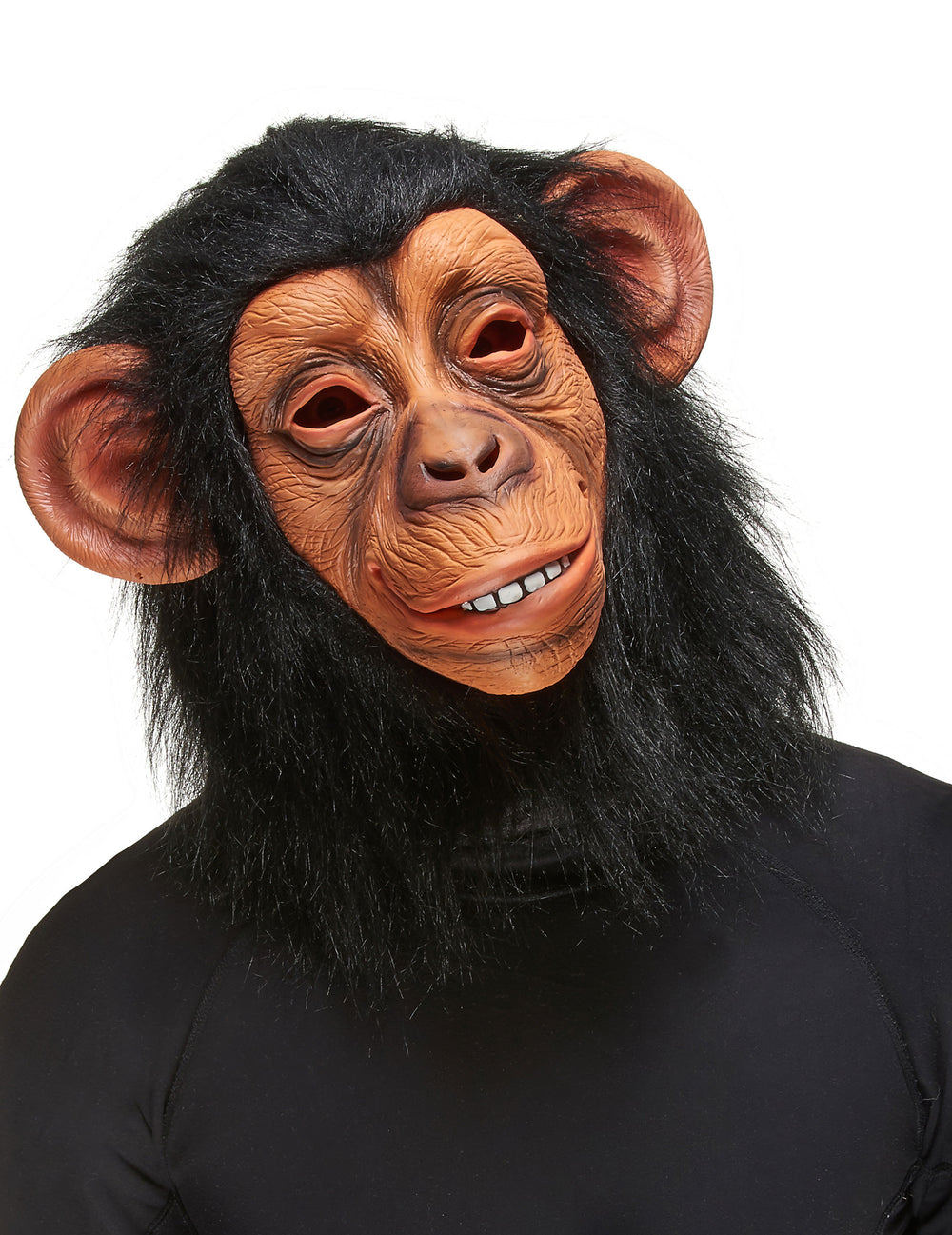 Masque de singe pour adulte noir avec poils synthétiques et visage réaliste