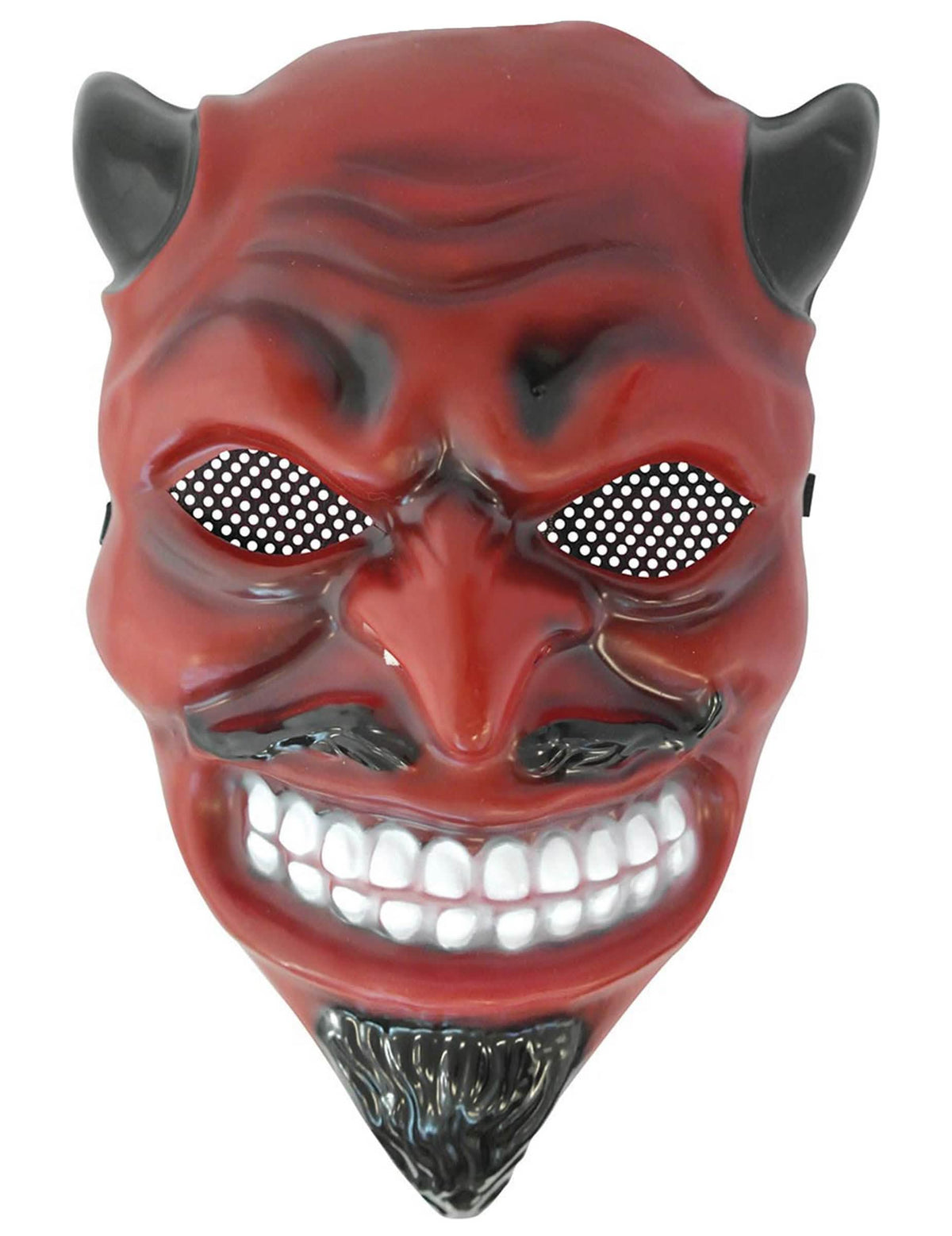 Máscara de diabo para adulto vermelho com cornos pretos