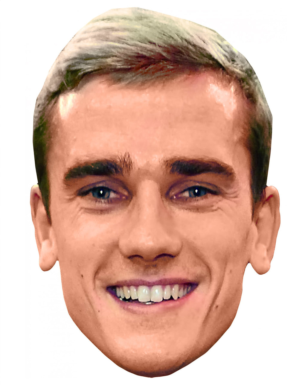 Masque en carton Antoine Griezmann pour adulte avec visage réaliste souriant