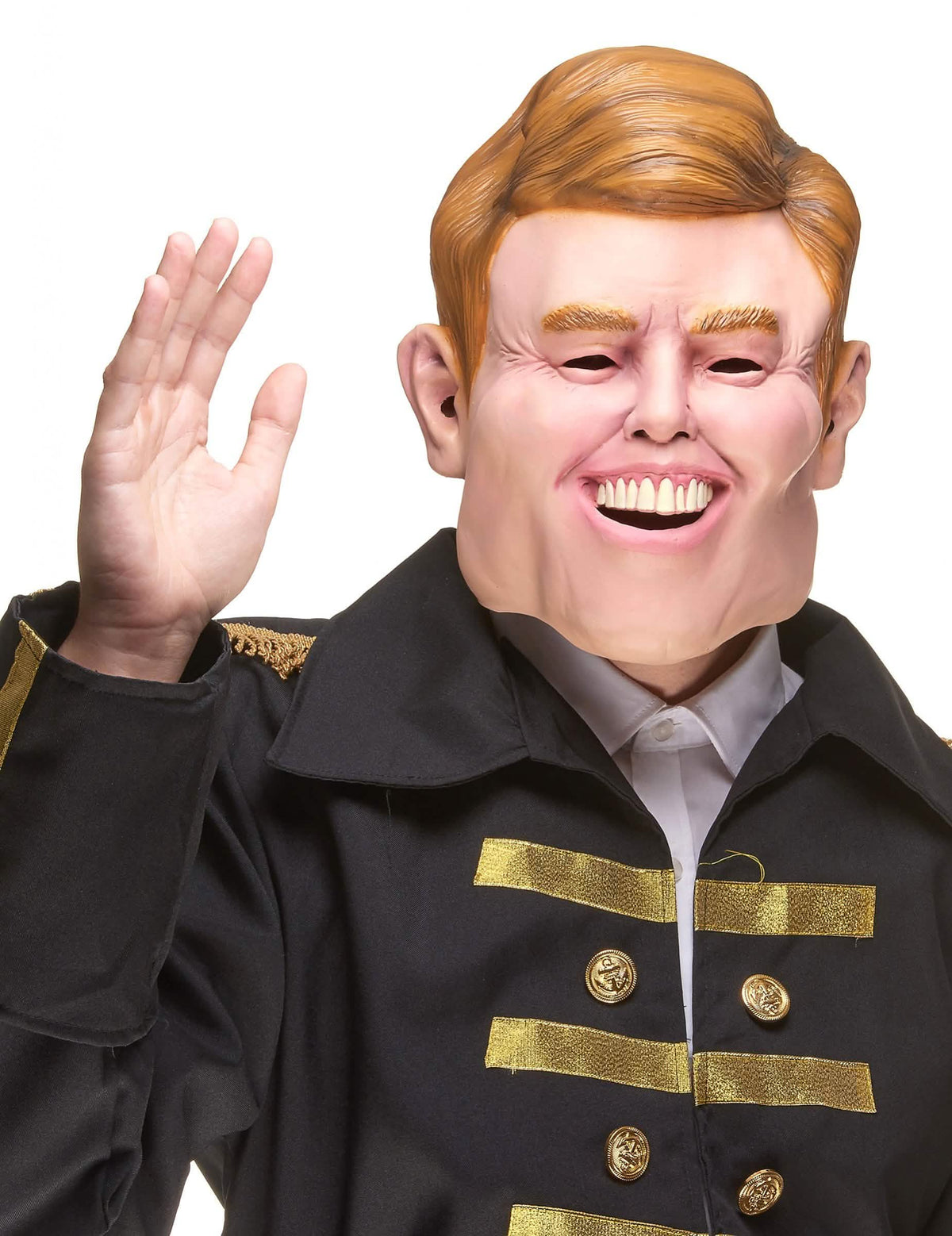 Máscara humorística em látex Guillaume Alexandre para adulto louro com grande sorriso