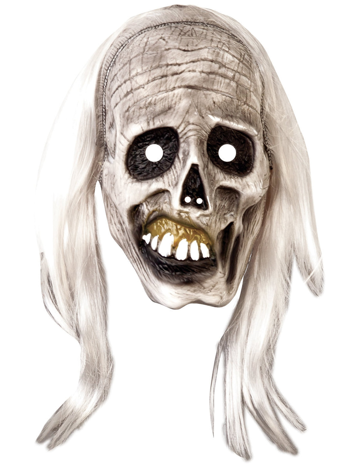 Gros plan sur le visage du masque et perruque zombie pour adulte