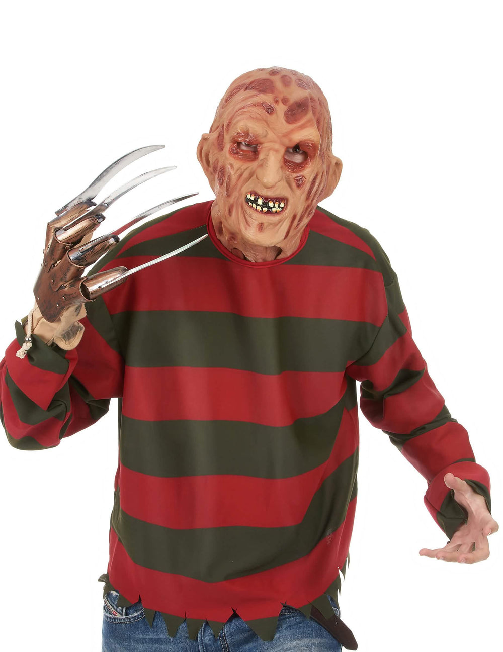 Máscara integral Freddy Krueger para adulto bege aspeto de rosto queimado