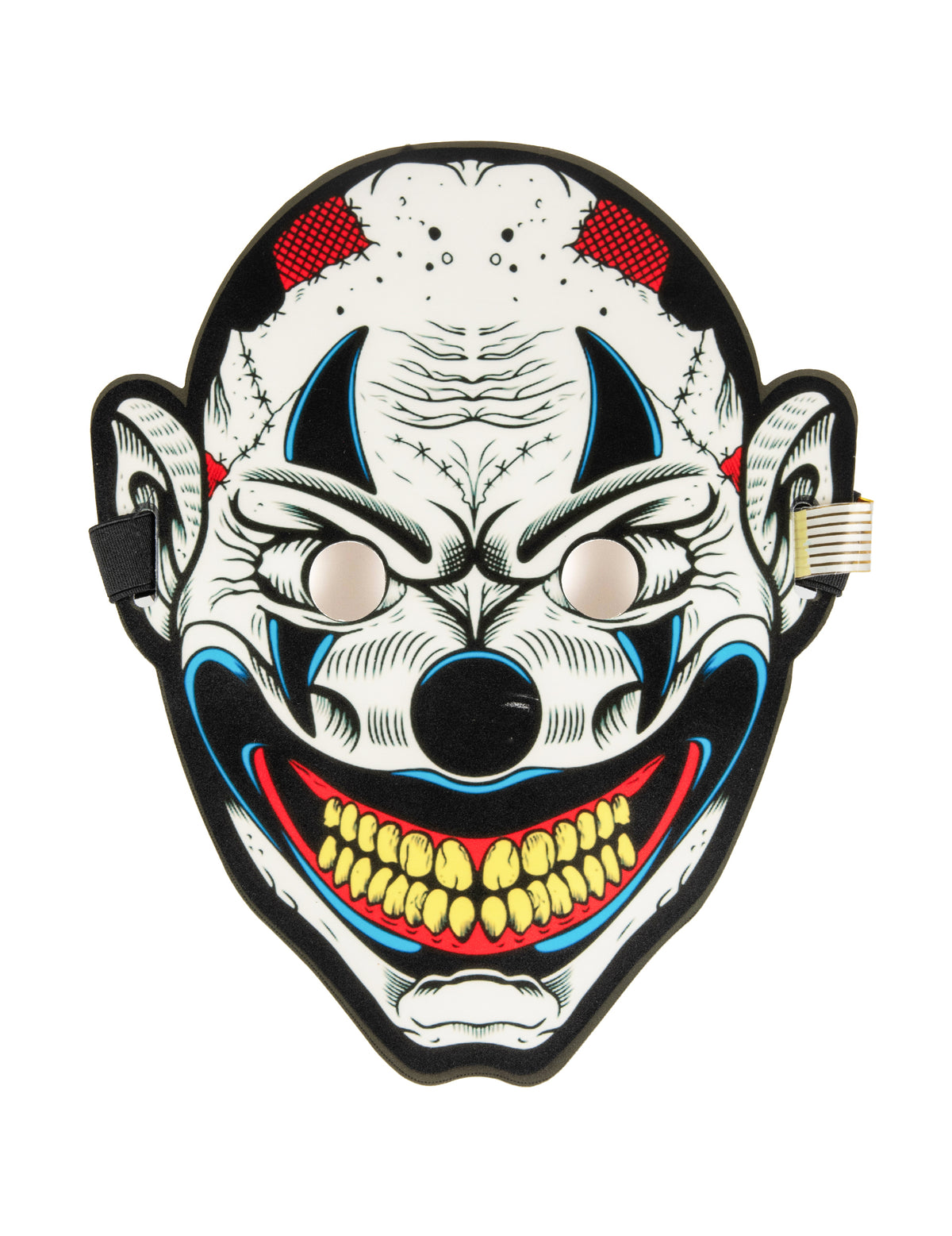 Masque joker lumineux pour adulte blanc noir et rouge