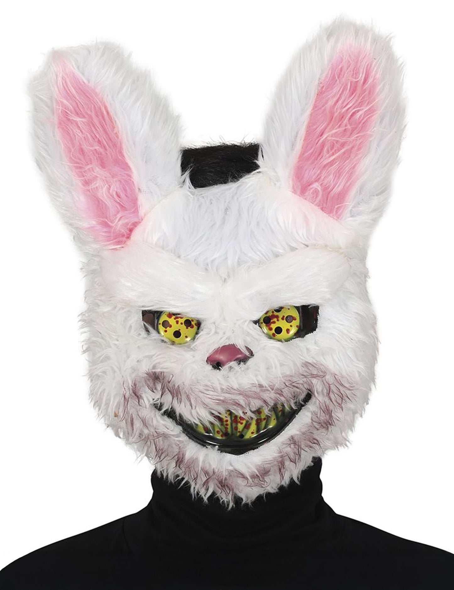 Masque de lapin tueur pour adulte blanc et rose ensanglanté