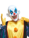 Masque latex clown diabolique pour adulte blanc et bleu avec dents jaunies