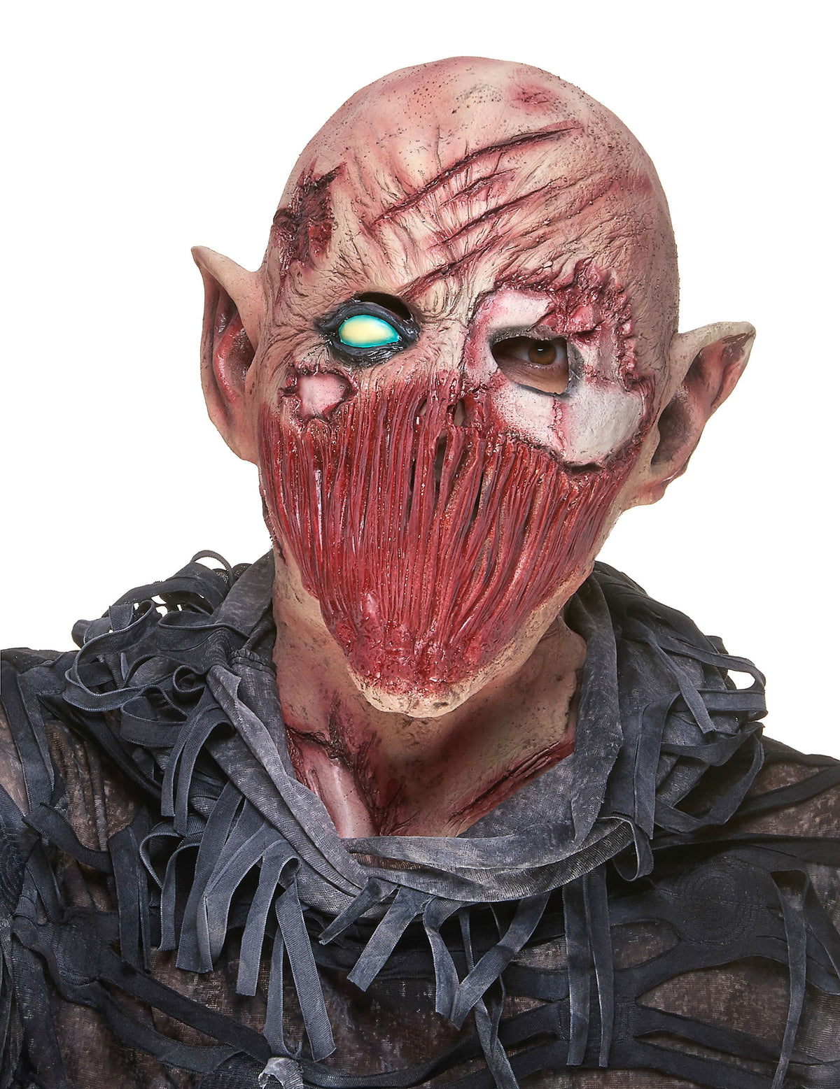 Masque latex démon hurleur pour adulte beige et rouge ensanglanté