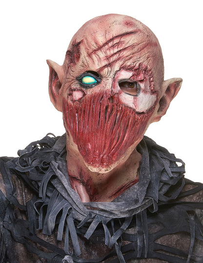 Masque latex démon hurleur pour adulte beige et rouge ensanglanté