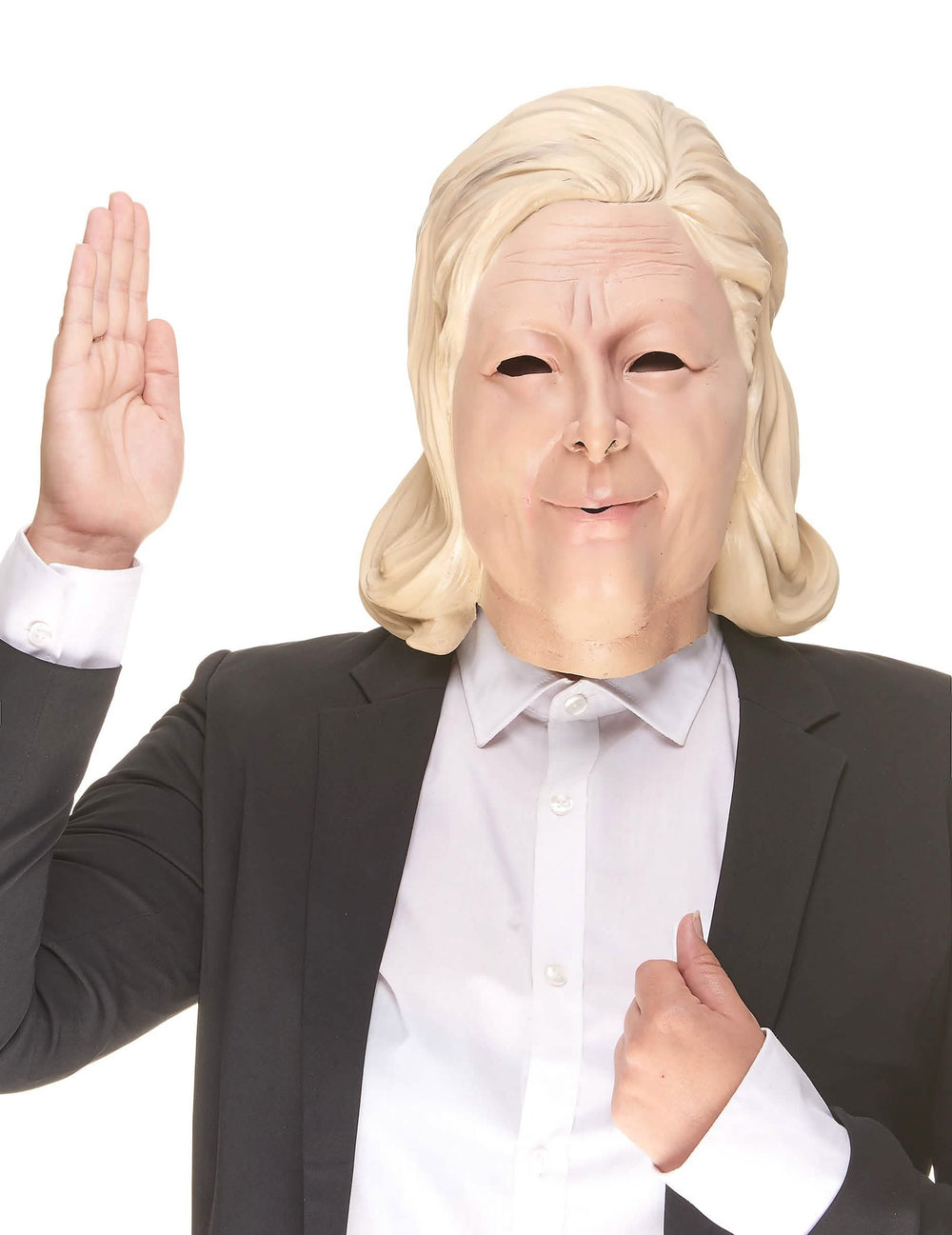Máscara humorística em látex Marine para adulto cor de carne com cabelo louro