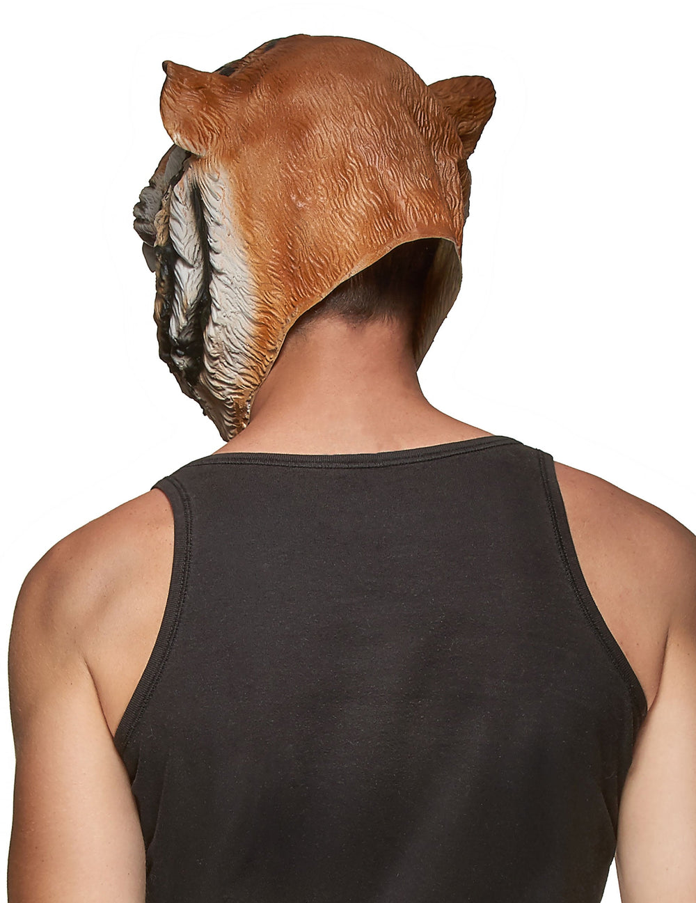 Vue de dos du masque en latex tigre pour adulte