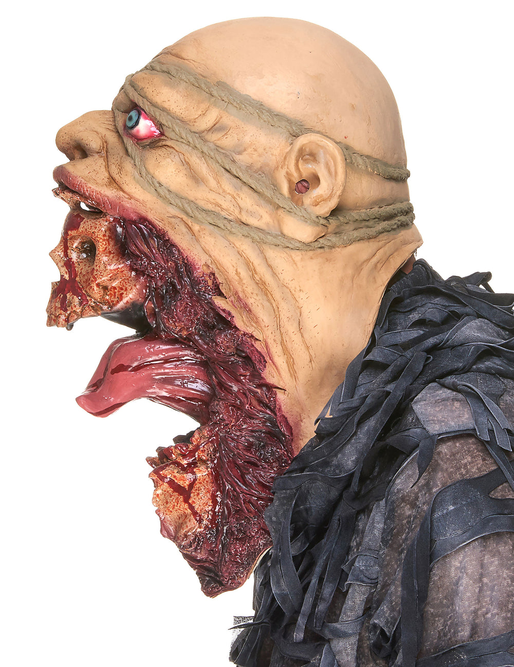 Vue de profil du masque en latex zombie dévoreur pour adulte