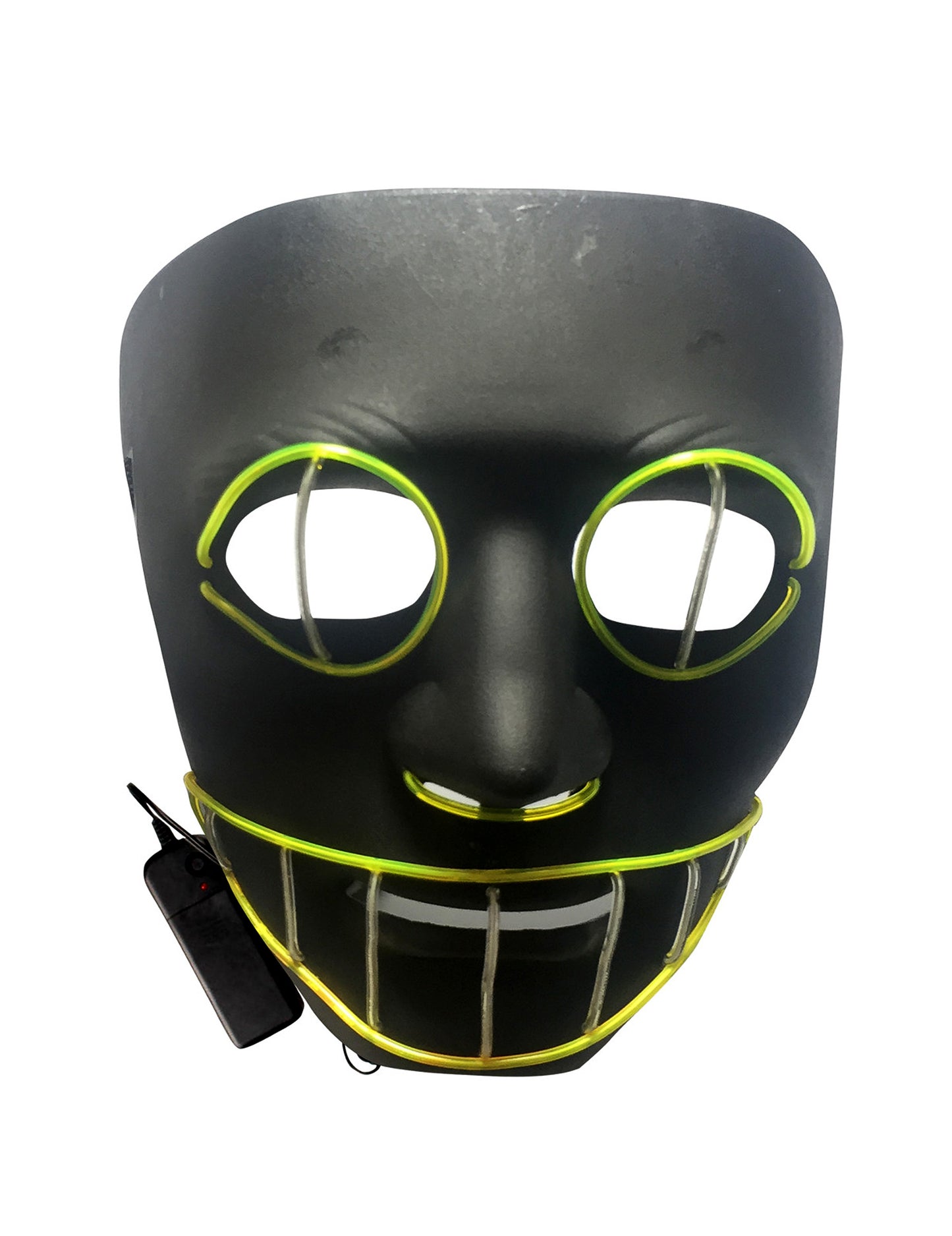 Masque luxe LED chat pour adulte noir avec contours jaune fluo
