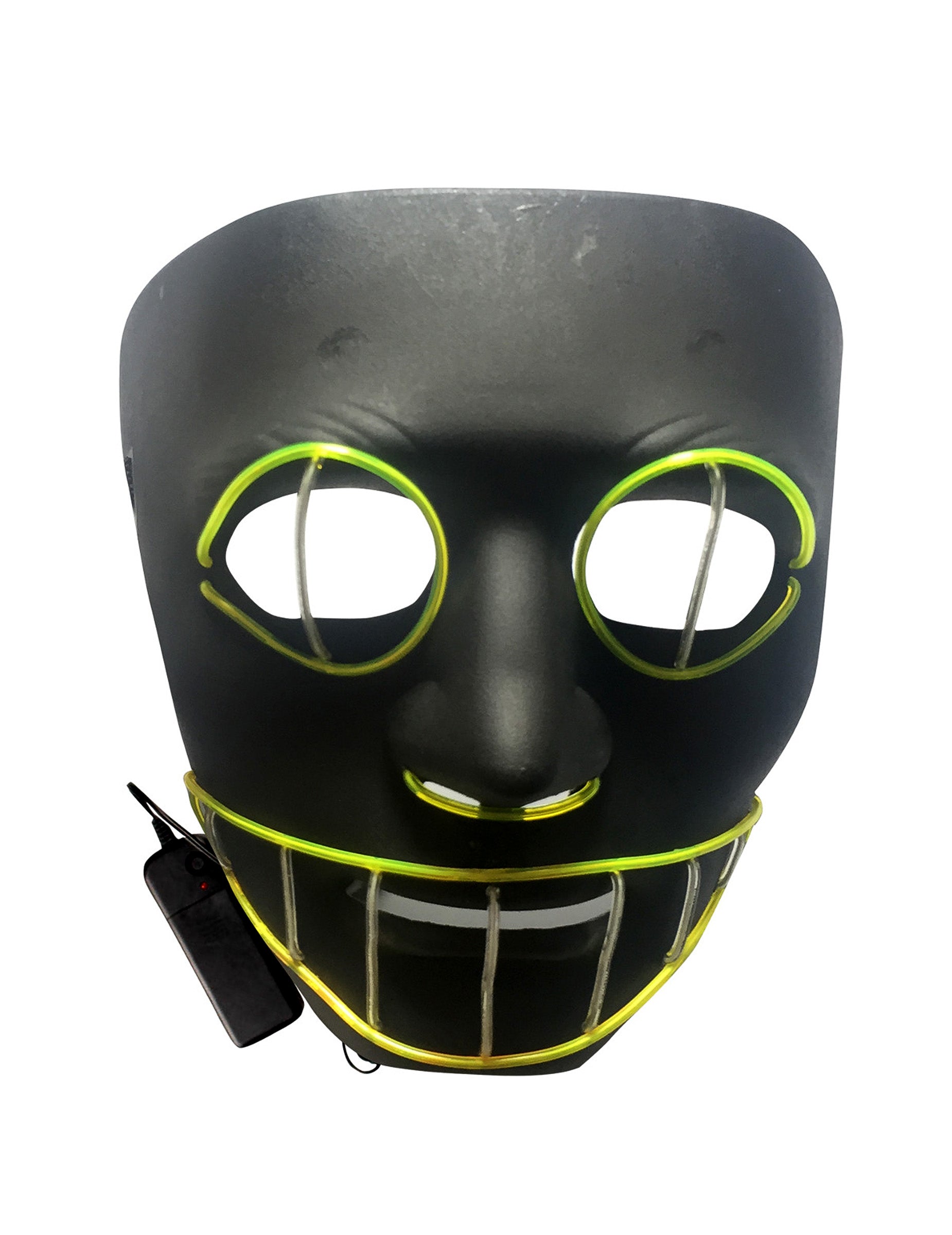 Masque luxe LED chat pour adulte noir avec contours jaune fluo