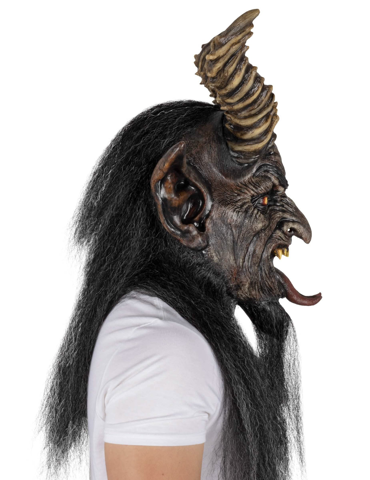 Máscara monstro preto com chifres luxo adulto