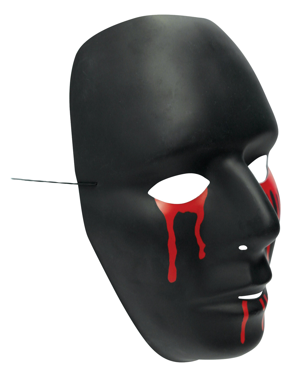 Vue de trois-quarts du masque Halloween pour femme noir avec larmes de sang