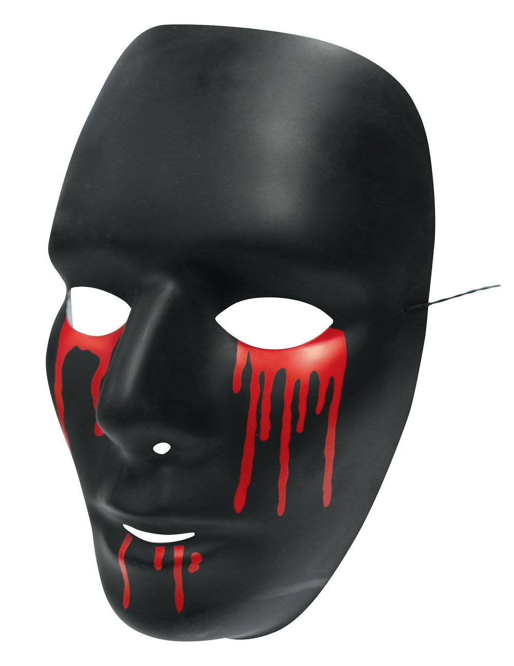 Vue de face du masque Halloween pour femme noir avec larmes de sang