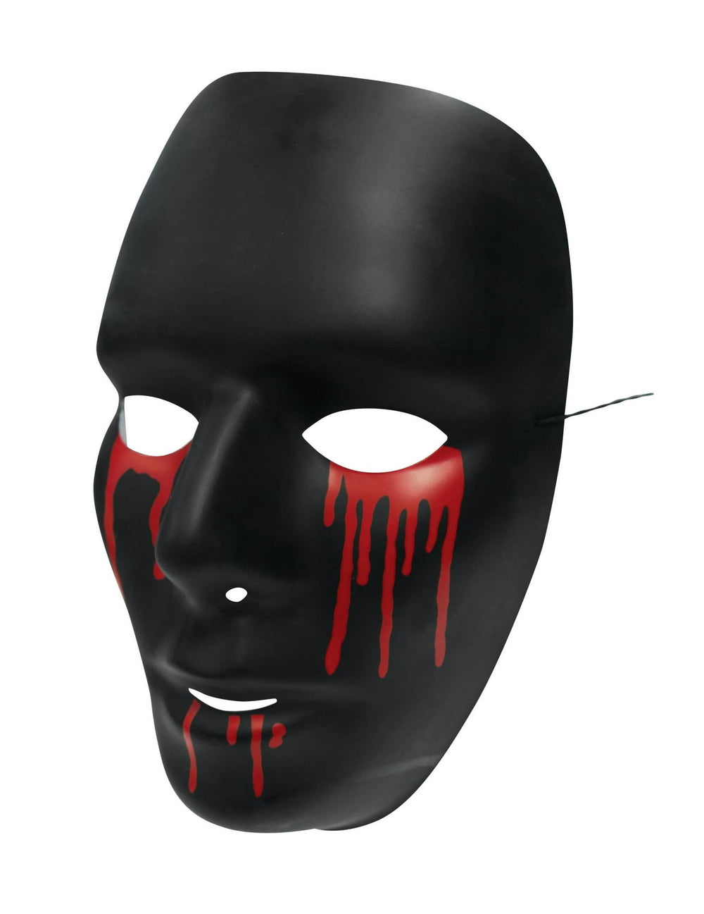 Vista de perfil da máscara halloween para homem preto com lágrimas de sangue vermelhas