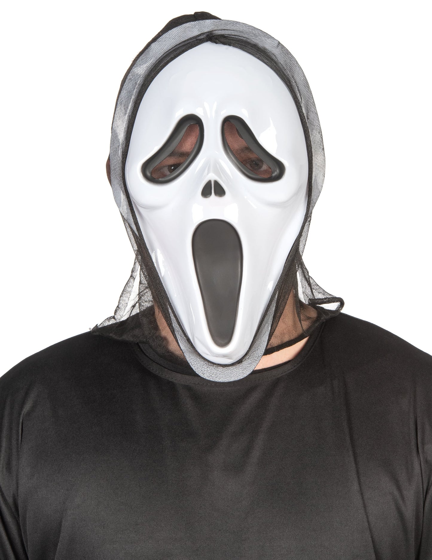 Vue de face du masque en plastique de tueur psychopathe