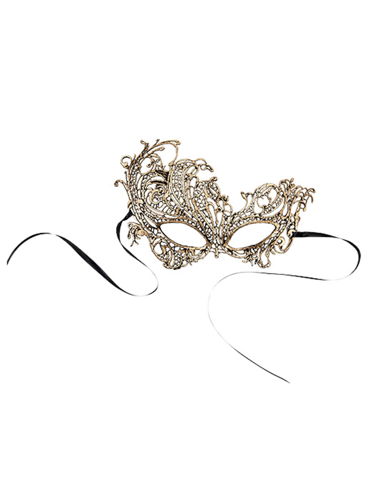 Détail du système d'attache par rubans du masque en tissu macramé pour adulte