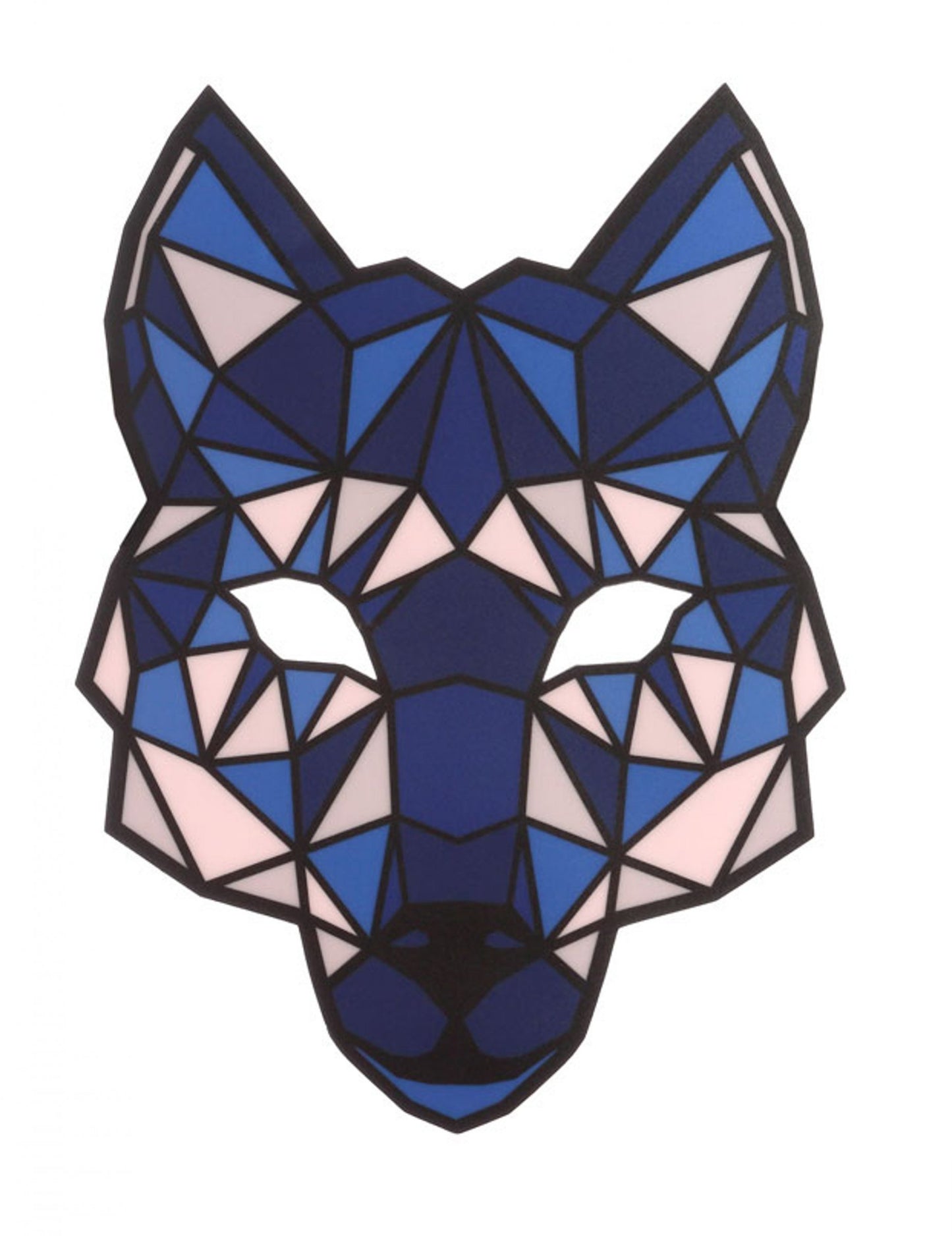 Masque de loup à LED réactives pour adulte bleu au design géométrique
