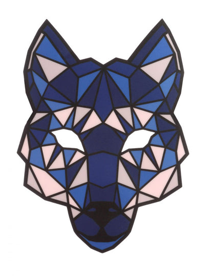 Masque de loup à LED réactives pour adulte bleu au design géométrique