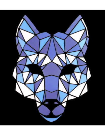 Détail de l'effet lumineux du masque de loup à LED réactives