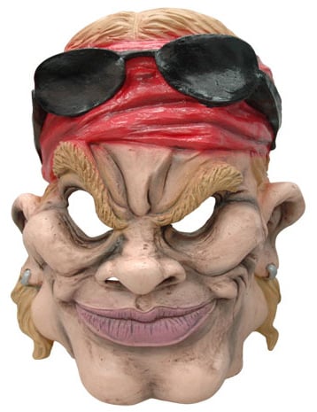 Masque caricature motard américain pour adulte avec bandana rouge et lunettes de soleil