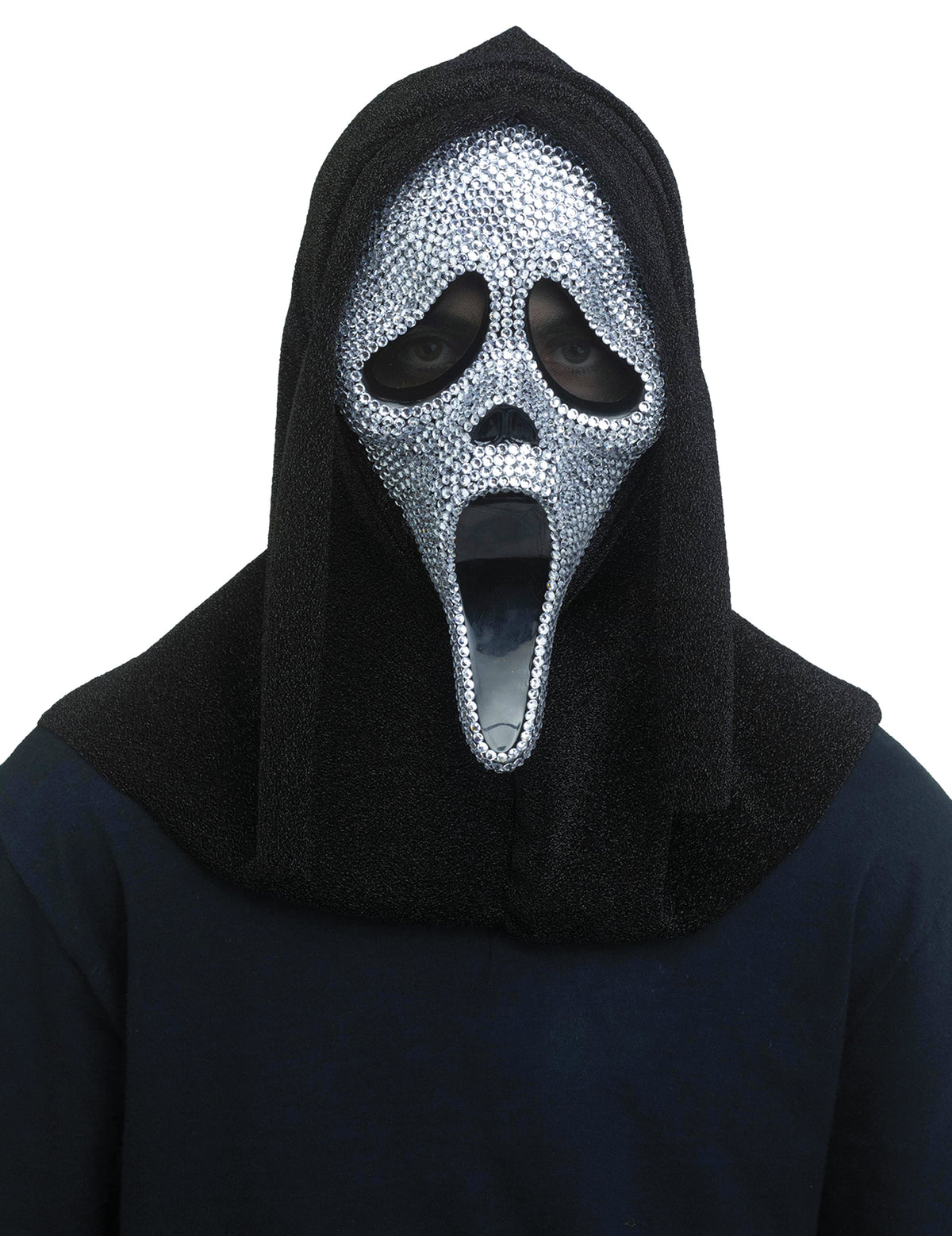Masque Scream™ à strass pour adulte argenté et noir