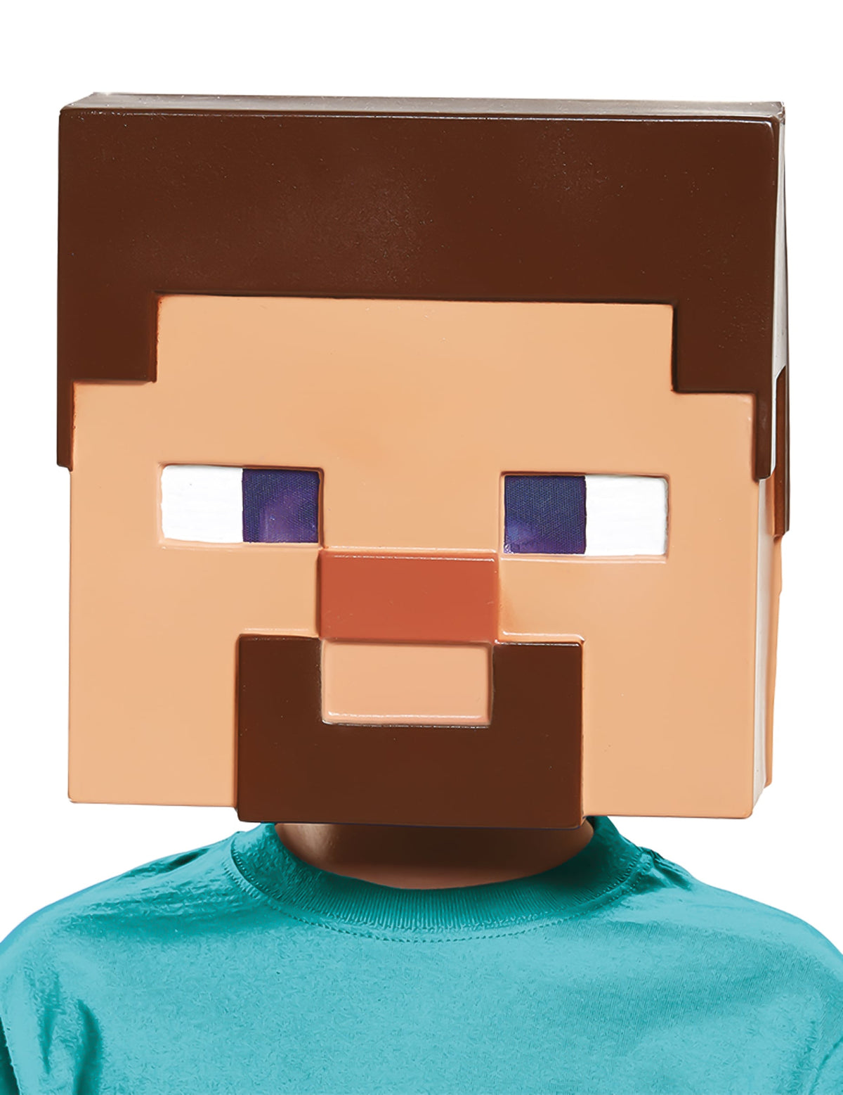 Masque Steve Minecraft pour enfant cubique et pixelisé marron