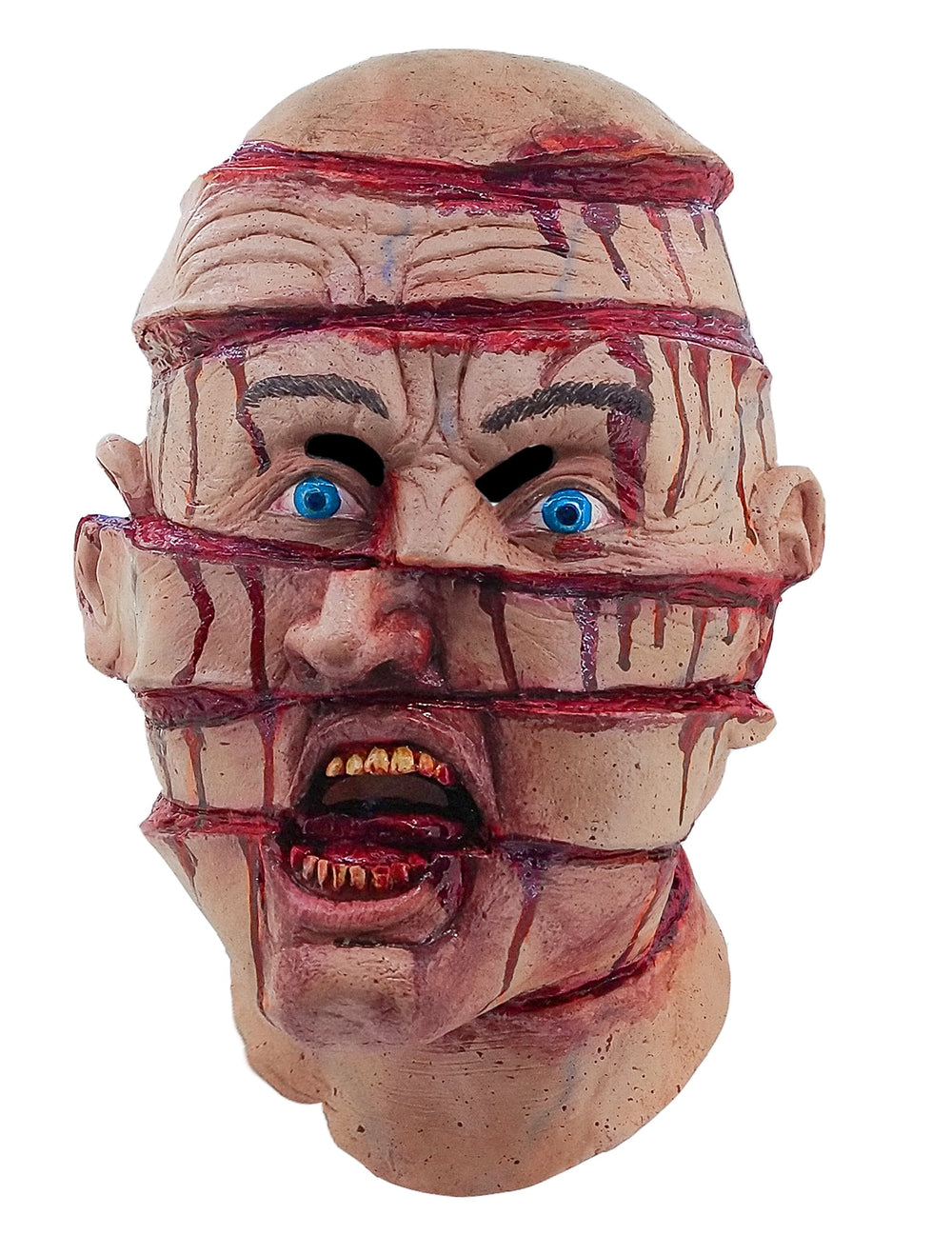 Masque de tête tranchée pour adulte beige et ensanglanté