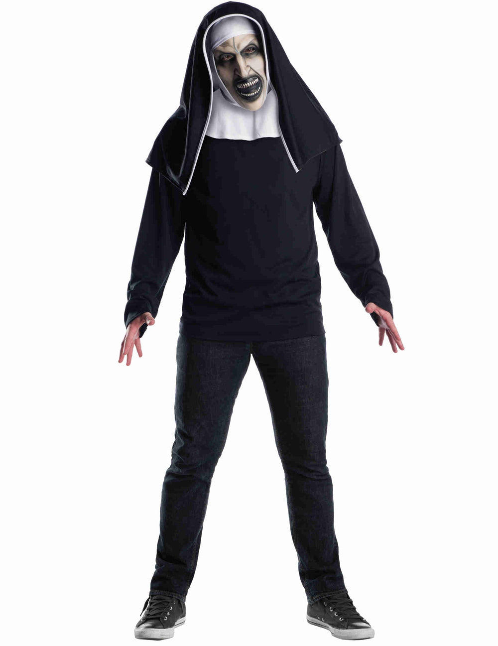 Masque The Nun™ pour adulte noir et blanc avec voile