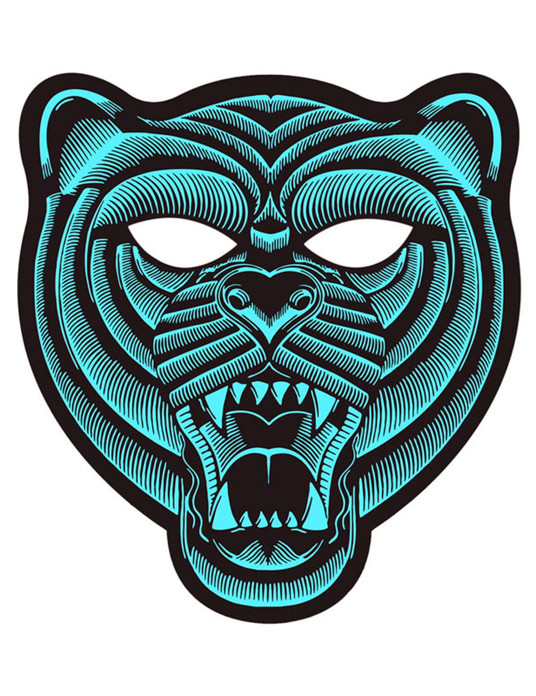 Masque tigre à LED réactives pour adulte bleu et noir