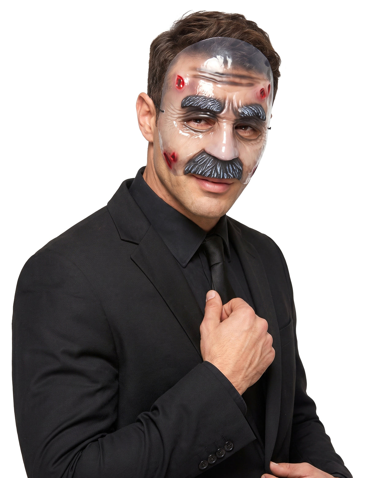 Máscara transparente homem com bigode adulto