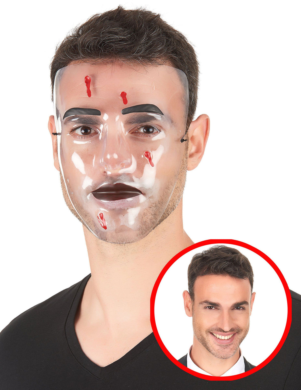 Masque Impact de balles pour adulte transparent avec taches de sang