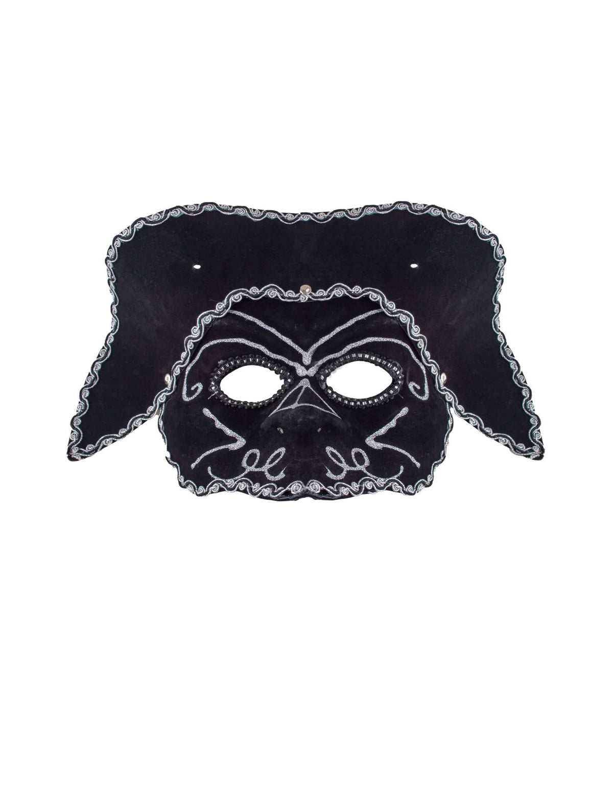 Masque vénitien avec tricorne pour adulte noir et argent