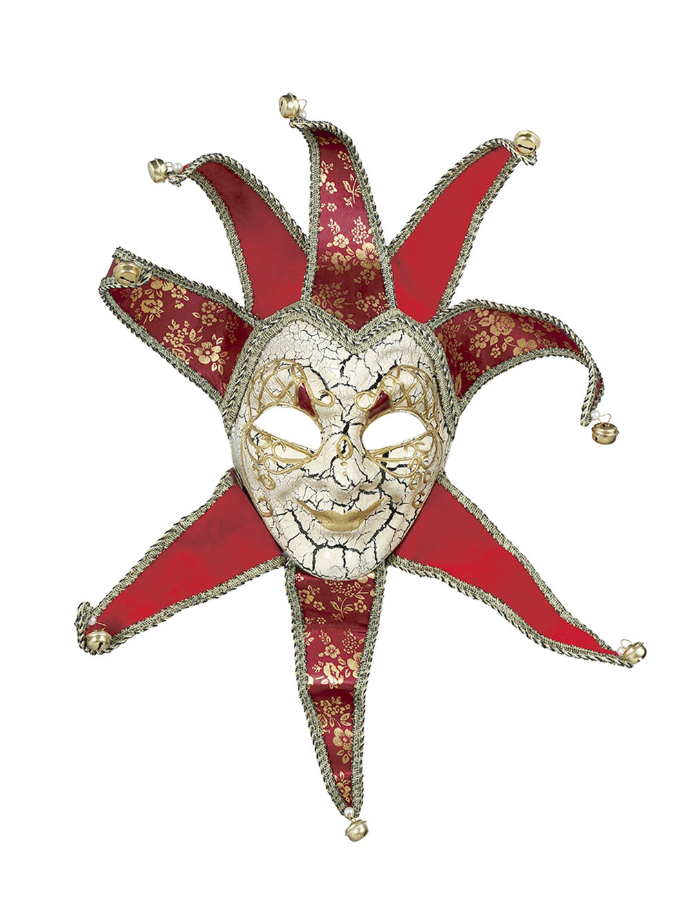 Vue de face du masque vénitien pour homme rouge et or