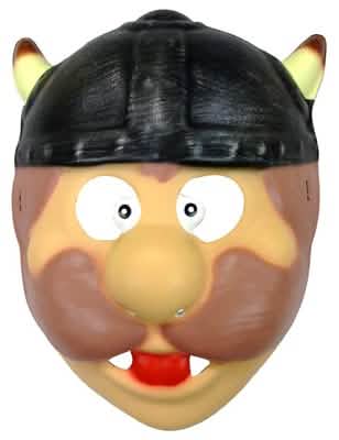 Máscara viking para adulto castanho e preto com capacete com pequenas cornos