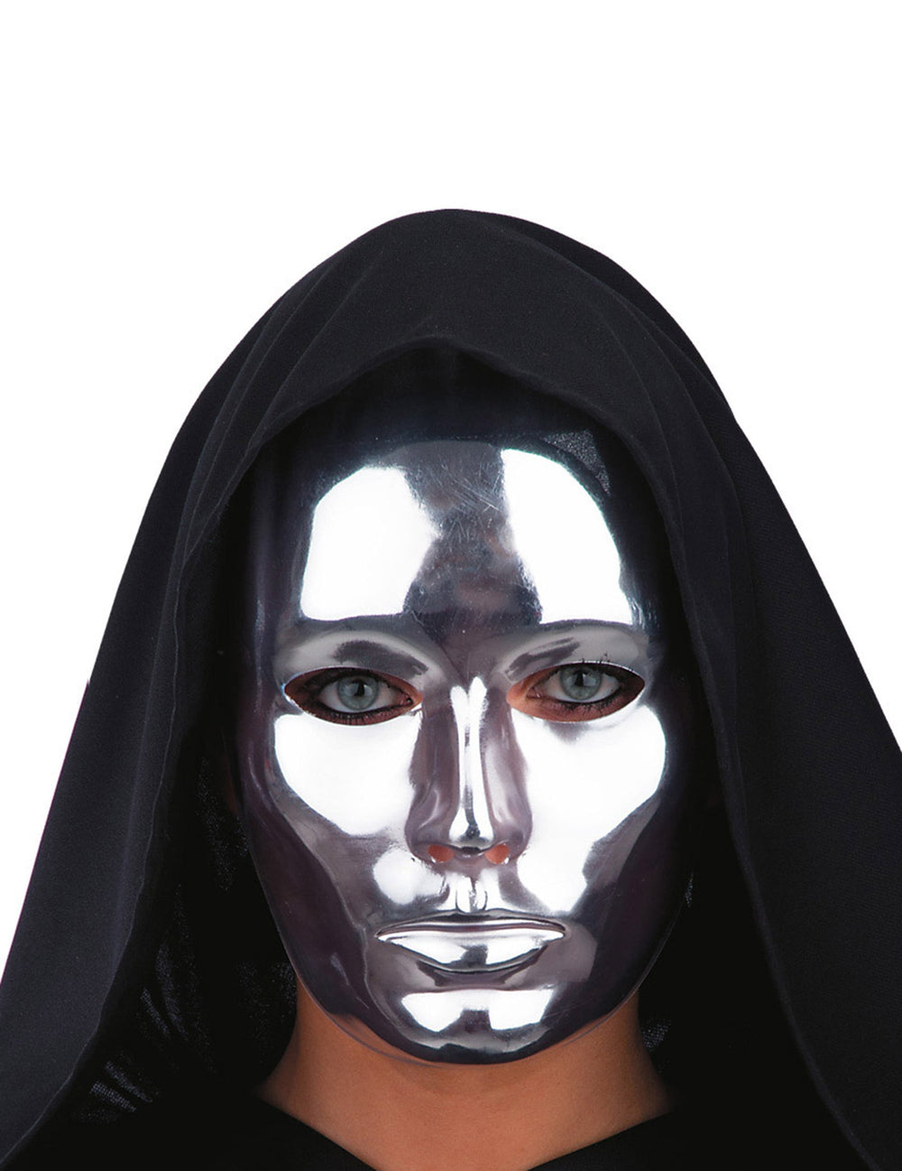 Masque visage argent chromé pour adulte argenté