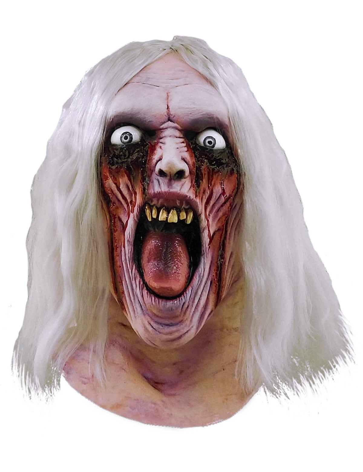 Grande plano no rosto ensanguentado da máscara zombie sangrenta halloween