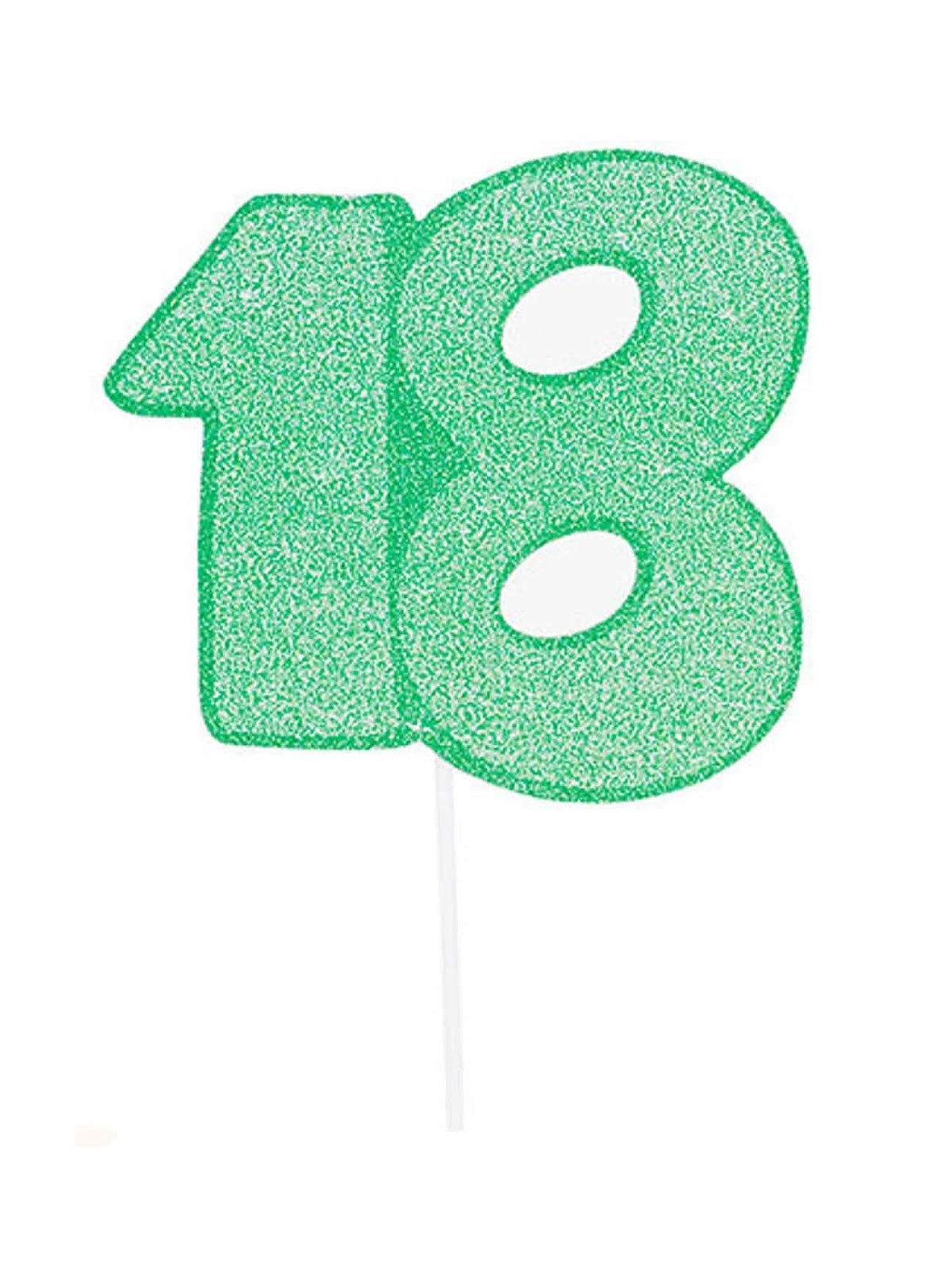 Maxi pic en carton nombre 18 pour gâteau verde pailleté