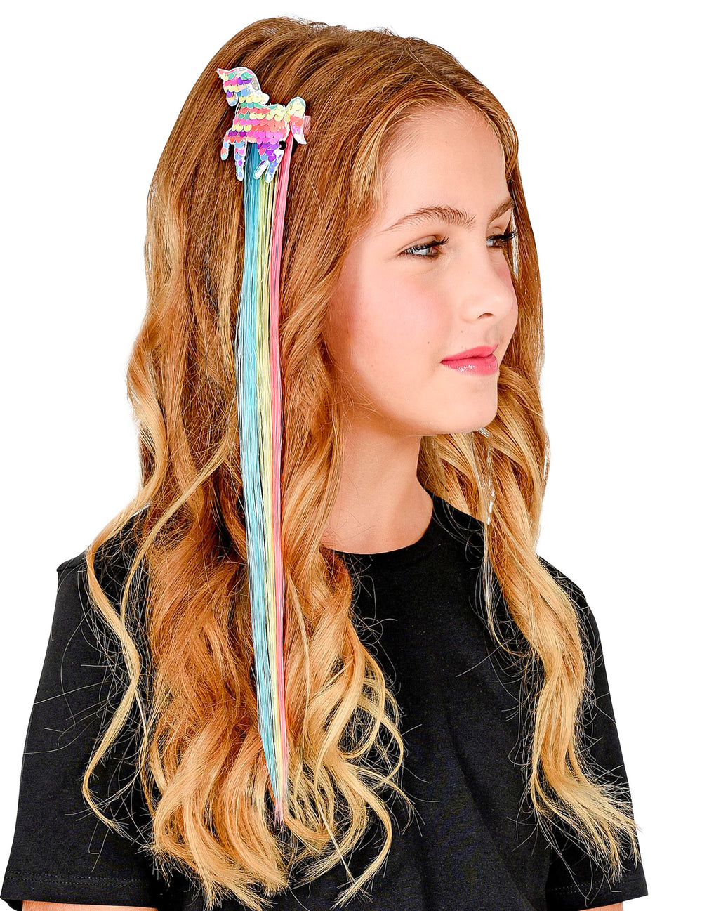 Mèche avec licorne à sequins pour enfant multicolore