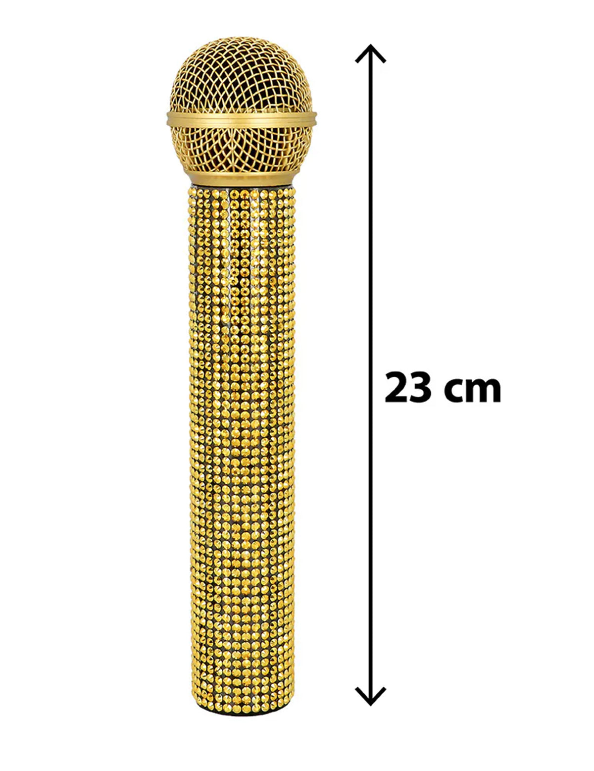 Microfone com strass dourado 23 cm