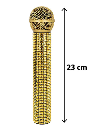 Microfone com strass dourado 23 cm