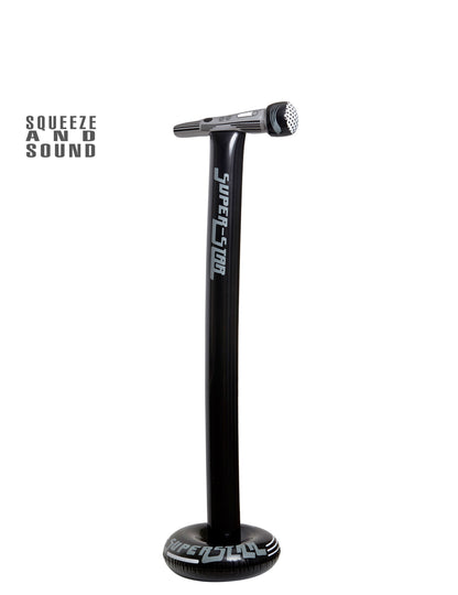 Micro sur pied gonflable superstar pour adulte noir et gris avec effet sonore