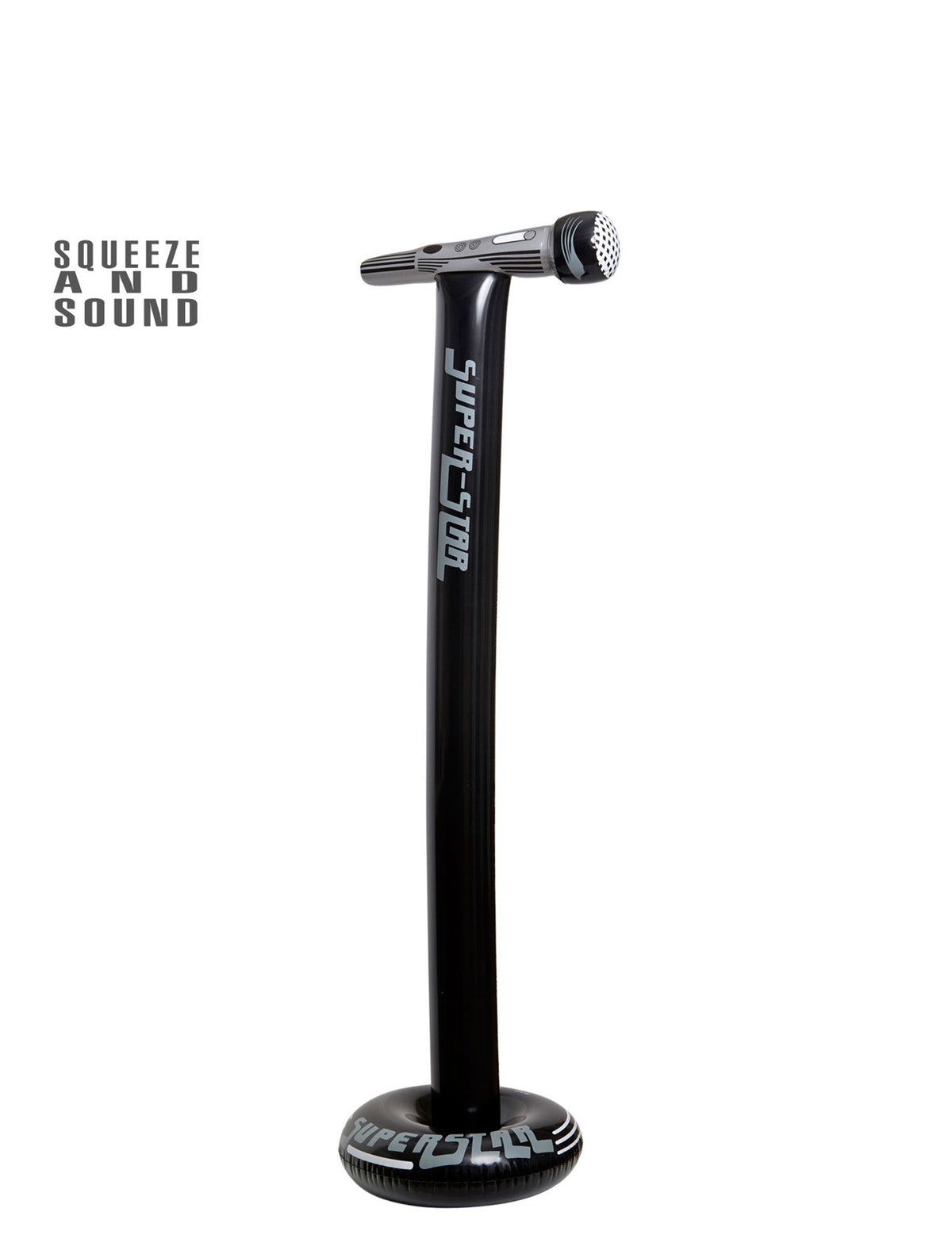 Micro sur pied gonflable superstar pour adulte noir et gris avec effet sonore