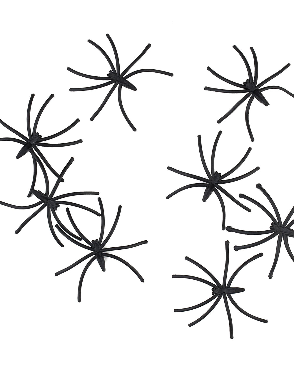 Vue rapprochée des mini araignées décoratives noires en plastique