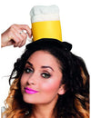 Mini chapeau chope de bière pour adulte jaune et blanc avec mousse