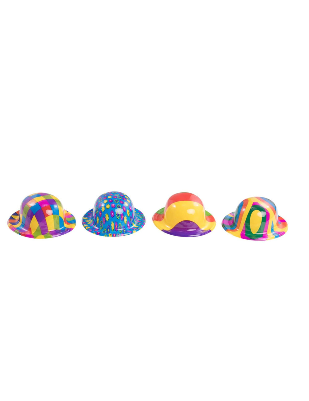 Mini chapéu de coco de plástico de palhaço para adulto multicores com motivos variados