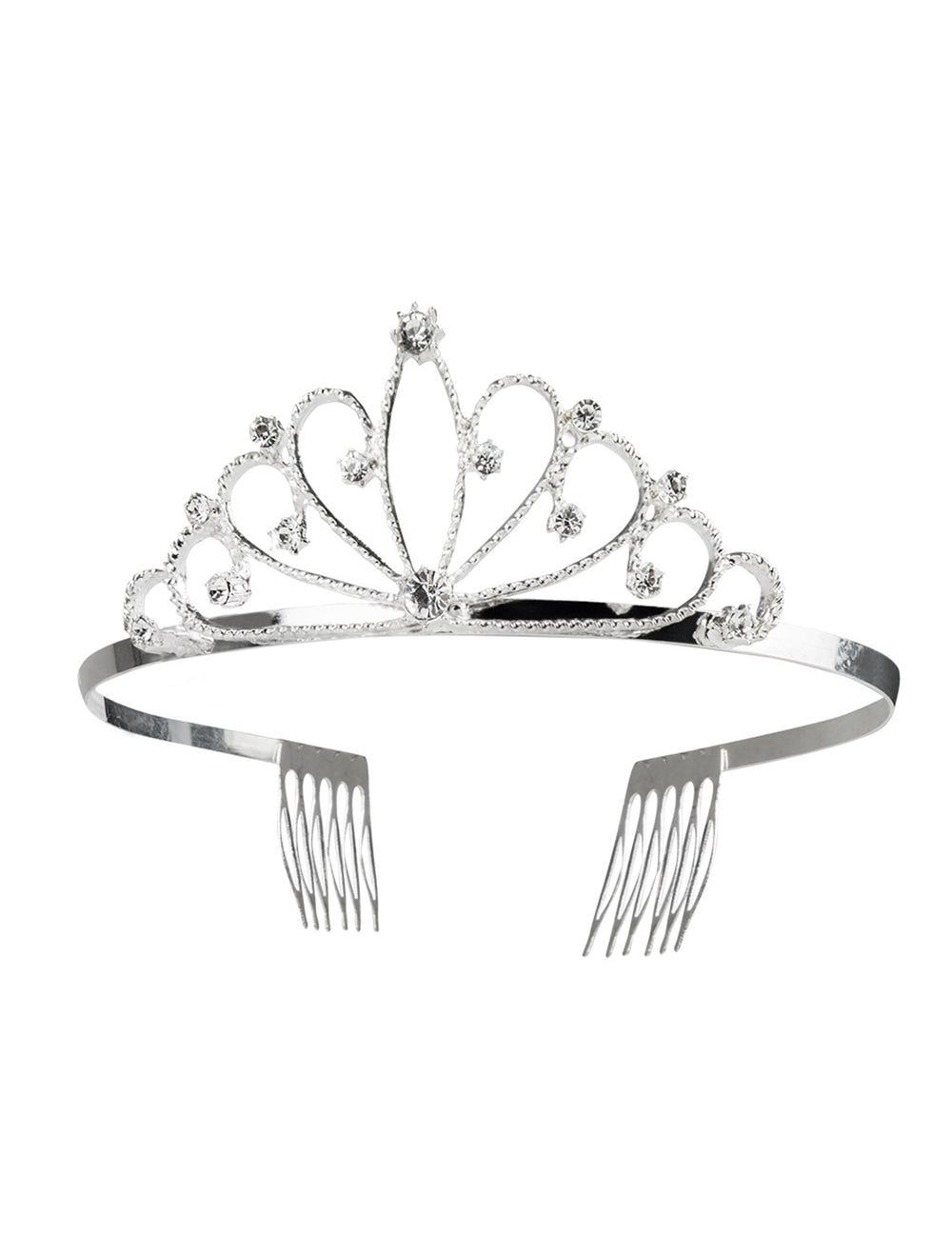 Détail des peignes de fixation de la mini couronne argentée pour femme