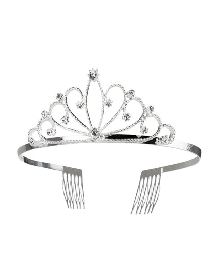 Détail des peignes de fixation de la mini couronne argentée pour femme